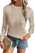 Textured Wavy Round Neck Long Sleeve Top
